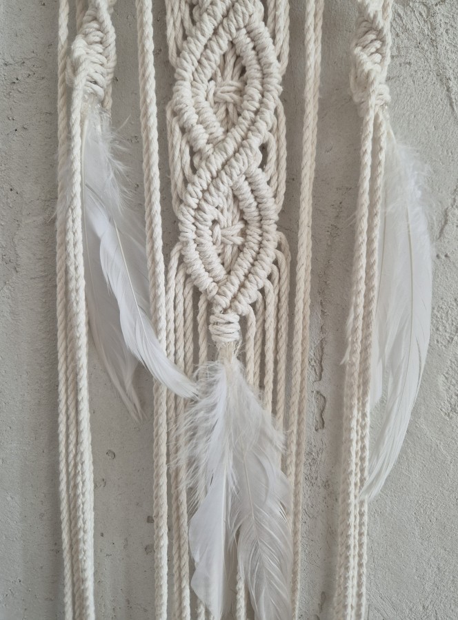 Macrame sienos dekoracija - mėnulis