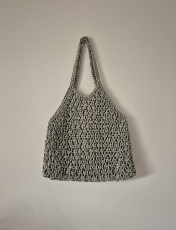 Rankų darbo chaki spalvos paplūdimio krepšys