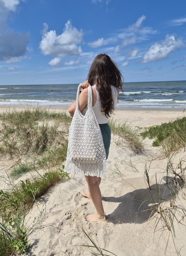 Rankų darbo paplūdimio krepšys