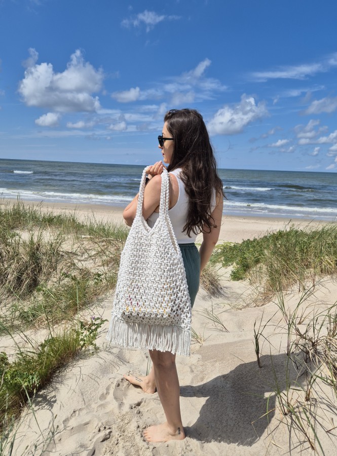 Rankų darbo paplūdimio krepšys