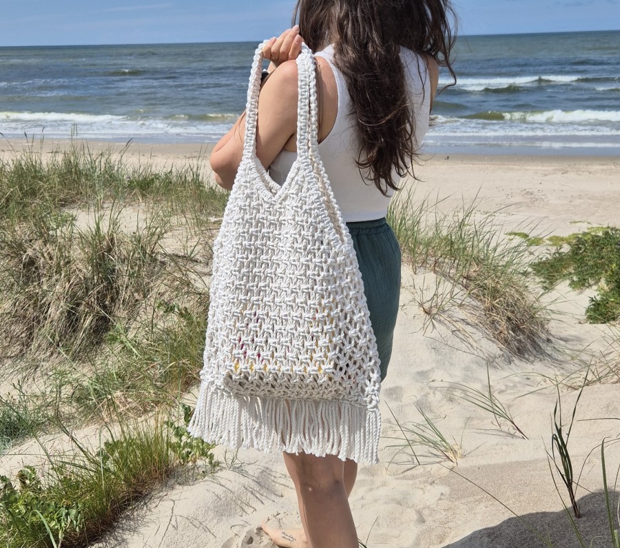 Rankų darbo paplūdimio krepšys