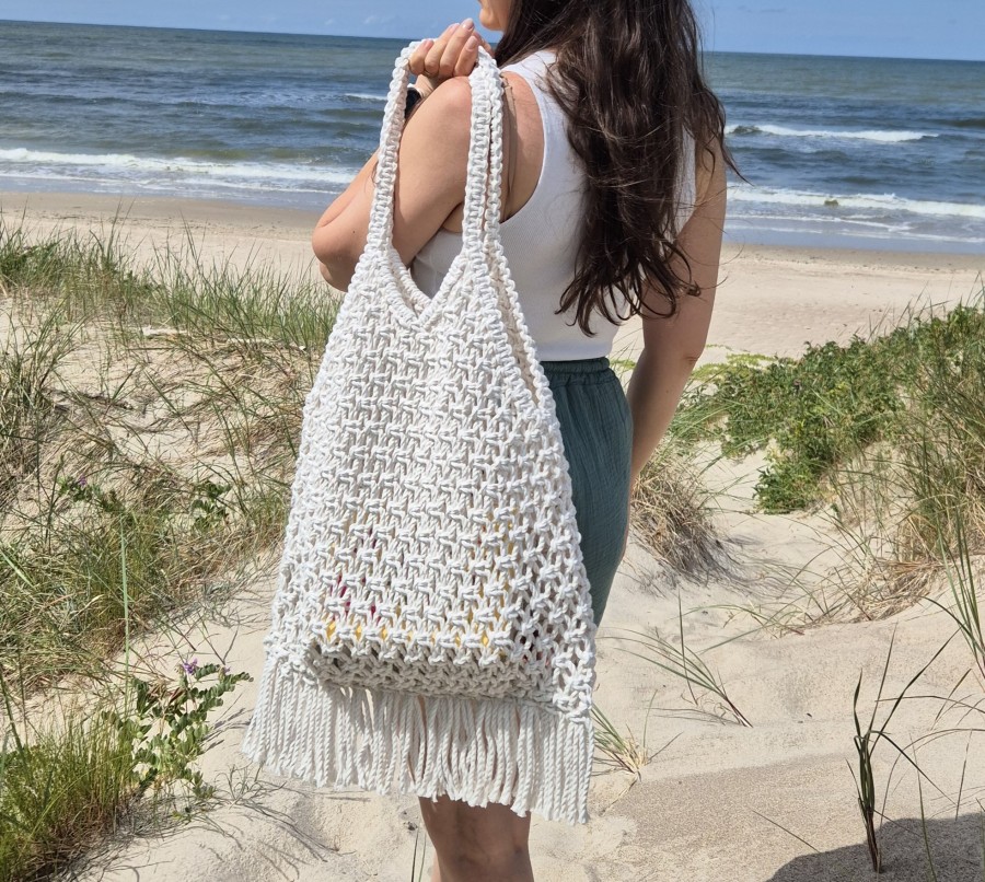 Rankų darbo paplūdimio krepšys